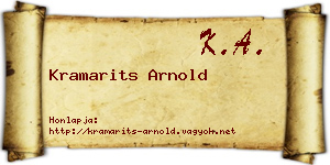 Kramarits Arnold névjegykártya